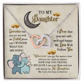 To My Daughter Elephant Mom Birthday Gift Interlocking Hearts Necklace