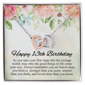 Happy 13Th Birthday Interlocking Hearts Necklace
