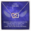 Hot Virgo Wife Interlocked Hearts Necklace With Personal Message Card And Jewelry Box. Interlocking Hearts Necklace