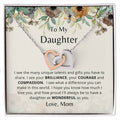 To My Daughter - As Wonderful As You - Necklace. Embellished With Cubic Zirconia Stones. Interlocking Hearts Necklace