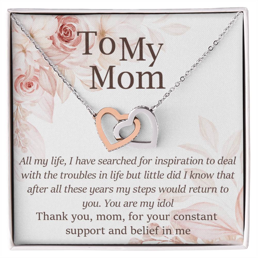 Mom Thank You For Your Inspiration Interlocking Hearts Necklace