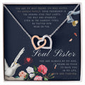 Soul Sister Necklace Unbiological Sister Jewelry Badass Sister Necklace Friendship Heart Necklace Birthday Graduation Anniversary Interlocking Hearts Necklace