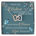 When You Believe Beyond What Your Eyes Interlocking Hearts Necklace Message Card
