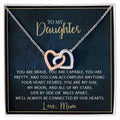 To My Daughter - Unique Heart Bonding Necklace Gift Set Interlocking Hearts Necklace
