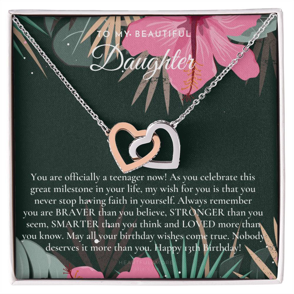 Gift For 13 Year Old Girl Gifts 13Th Birthday Girl 13Th Birthday Gift Thirteenth Birthday Necklace Teen Birthday Gift Official Teenager Interlocking Hearts Necklace
