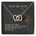 To My Soul Sister Two Hearts Necklace Interlocking Hearts Necklace