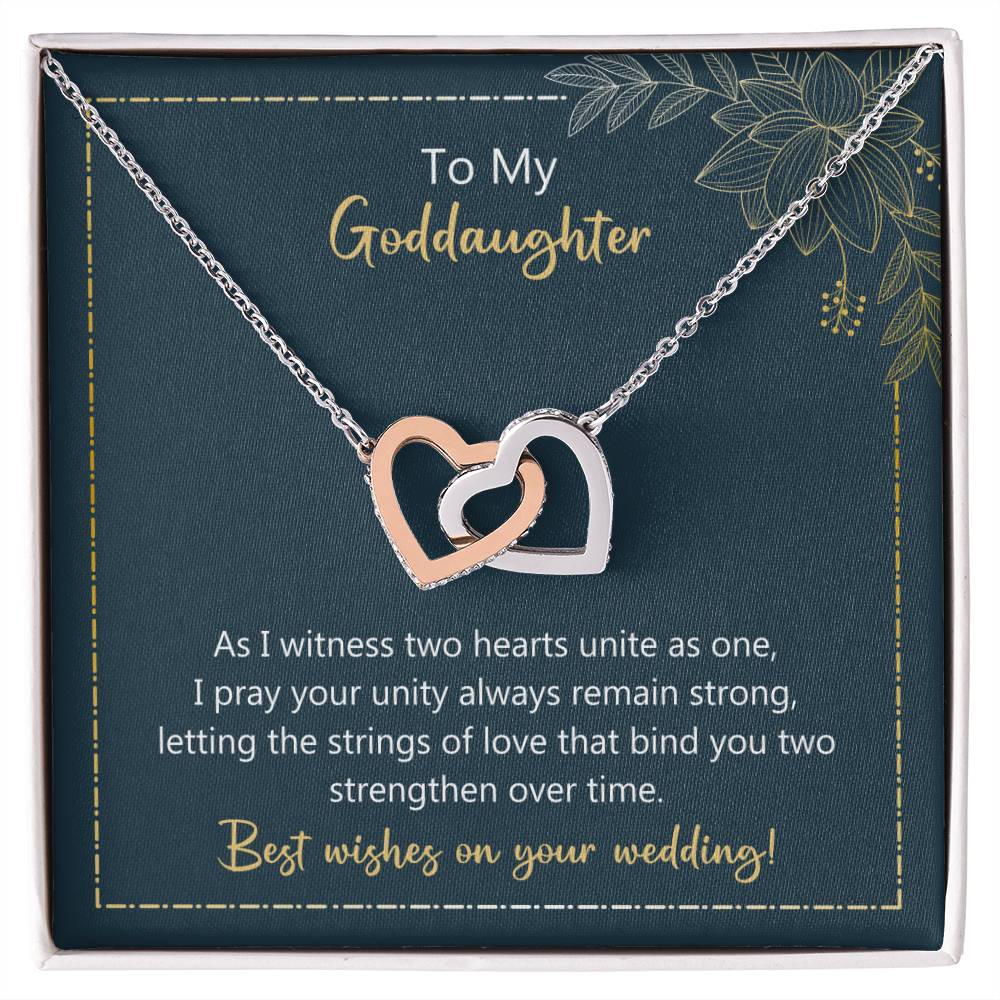 To My Goddaughter Two Unite As One Necklace Interlocking Hearts Necklace