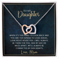 To My Daughter - Unique Heart Bonding Necklace Gift Set Interlocking Hearts Necklace