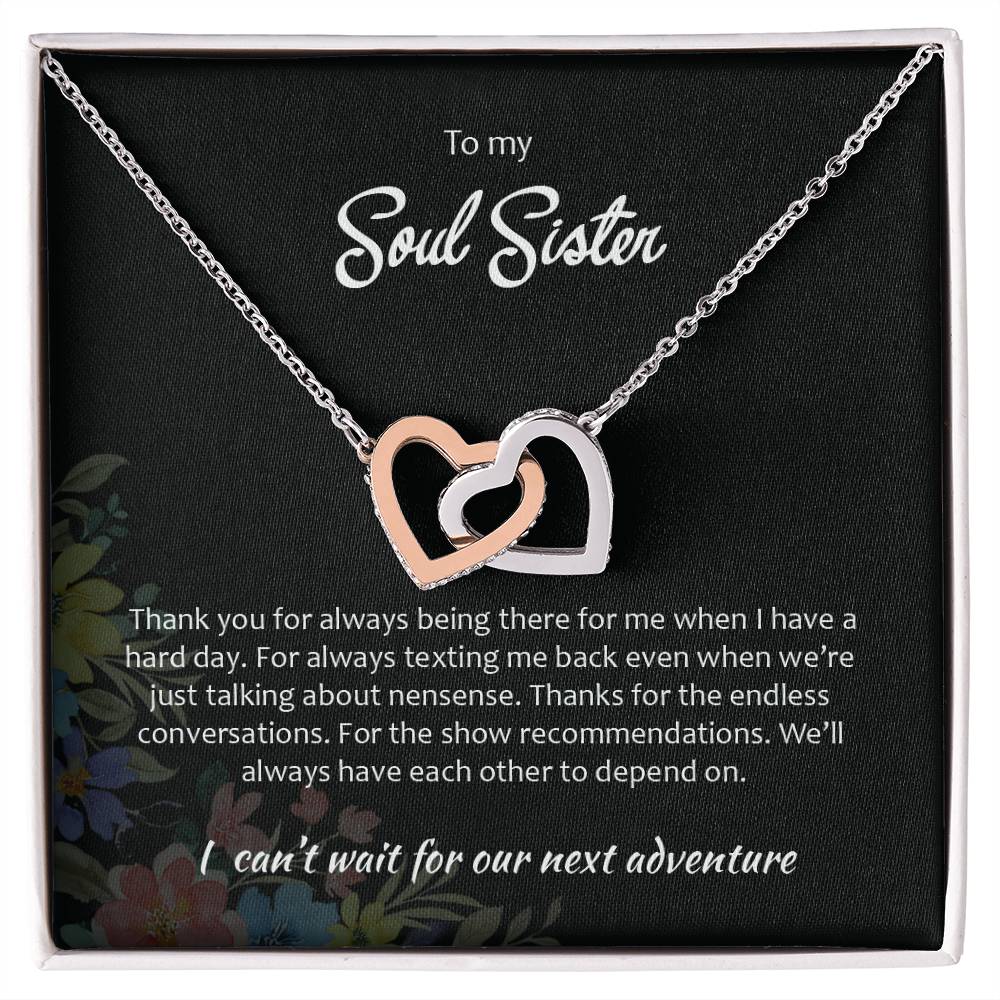Soul Sister - Double Hearts Necklace Interlocking Hearts Necklace