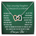 Gift For Daughter From Dad- I Will Always Love You For The Rest Of Mine Interlocking Hearts Necklace