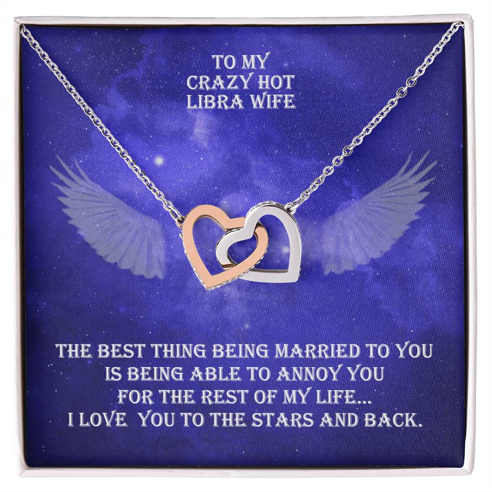 Hot Libra Wife Interlocked Hearts Necklace With Personal Message Card And Jewelry Box. Interlocking Hearts Necklace