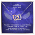 Hot Libra Wife Interlocked Hearts Necklace With Personal Message Card And Jewelry Box. Interlocking Hearts Necklace