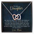 To My Daughter - Unique Heart Bonding Necklace Gift Set Interlocking Hearts Necklace