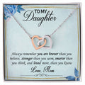 To My Daughter Interlocking Hearts Necklace Message Card