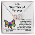 Rainbow Caticorn Linked Hearts Gift For Bff Interlocking Hearts Necklace