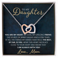 To My Daughter - You Are My Heart - Unique Heart Bonding Necklace Gift Set Interlocking Hearts Necklace