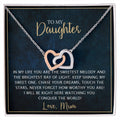 To My Daughter - Unique Heart Bonding Necklace Gift Set Interlocking Hearts Necklace