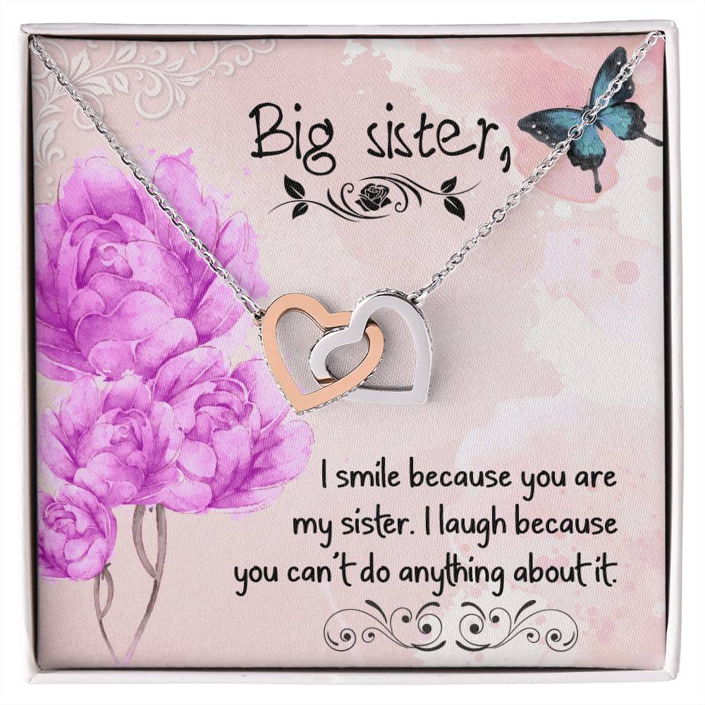 Gift For Big Sister Two Hearts Embellished Jewelry Interlocking Hearts Necklace