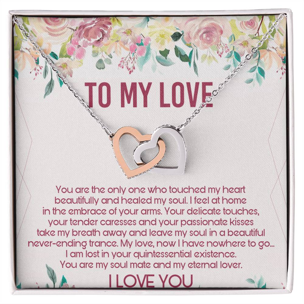 To My Love Interlocking Hearts Necklace Message Card