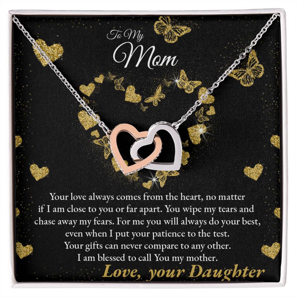 Love Always Comes From The Heart - To My Mom Interlocking Hearts Necklace