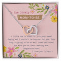 Mom To Be Interlocking Hearts Necklace Pink Floral Baby Shower