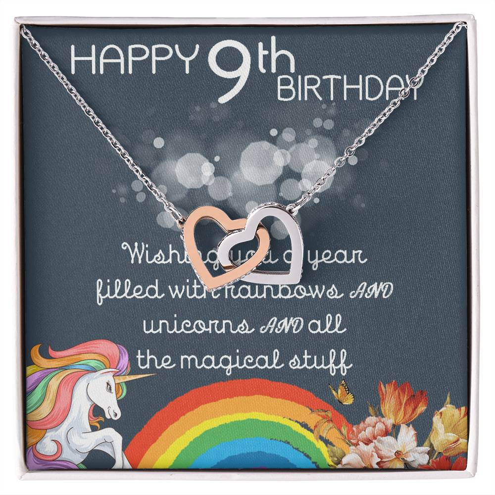 9Th Birthday Necklace Gifts For Girls Cute Unicorn 9 Years Old Girl Jewelry Gift For Daughter Niece Interlocking Necklace Xu246Il02 Interlocking Hearts Necklace