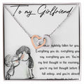 To My Girlfriend Interlocking Hearts Necklace Message Card