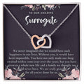 Surrogate Appreciation Gift Surrogate Gift Surrogate Gift With Message Card Surrogate Transfer Day Thank You Gift Interlocking Hearts Necklace