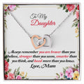 To My Daughter Joined Hearts Pendant Necklace From Mum Interlocking Hearts Necklace