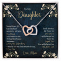 To My Daughter - Unique Heart Bonding Necklace Gift Set Interlocking Hearts Necklace