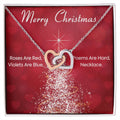 Roses Are Red Violets Are Blue Poems Are Heard Necklace. Christmas Gift Xmas Necklace Gift Interlocking Hearts Necklace