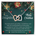 To My Daughter - Merry Christmas Interlocking Hearts Necklace