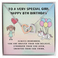 8Th Personalized Birthday Gift Birthstone Name 8Th Birthday Necklace Gift Happy 8Th Birthday Gift Gift For 8 Year Birthday Girl Interlocking Hearts Necklace