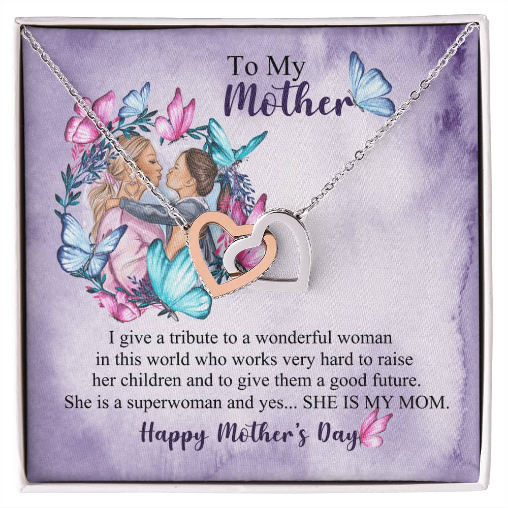 Happy Mother'S Day - Best Mom Mother'S Day Two Hearts Pendant Gift Interlocking Hearts Necklace