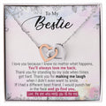 To My Bestie - From The One Who Needs You Till The End Interlocking Hearts Necklace