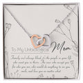 To My Unbiological Mom Interlocking Hearts Necklace Message Card