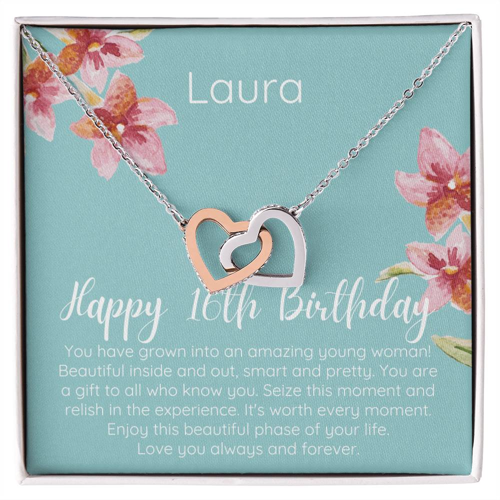 Personalized Happy 16Th Birthday Interlocked Hearts Necklace Interlocking Hearts Necklace