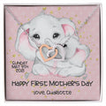 Customizable Happy First Mothers Day Interlocking Hearts Necklace