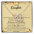 To My Daughter Interlocking Hearts Necklace Message Card