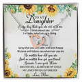 To My Daughter Sunflower Interlocking Hearts Necklace Birthday Message Card