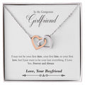 To My Gorgeous Girlfriend Necklace Gift Ideas Interlocking Hearts Necklace