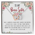 To My Bonus Sister Interlocking Hearts Necklace Birthday Message Card Gift