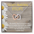 To My Amazing Mom Two Hearts Embellished Interlocked Together Necklace For Mother'S Day Gift Happy Mother'S Day Necklace Interlocking Hearts Necklace