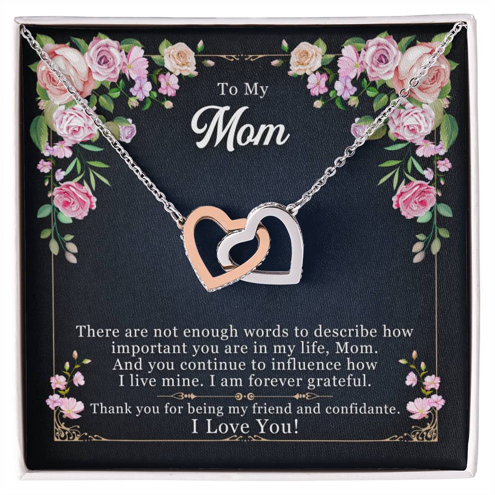 Mom - Friend And Confidante Interlocking Hearts Necklace