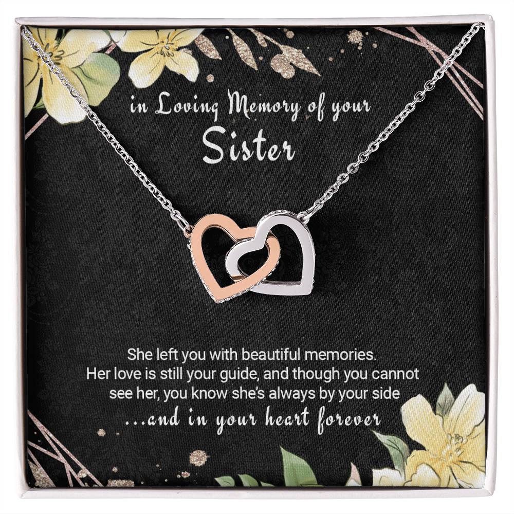 Sister Remembrance Necklace Twin Hearts Sympathy Gift For Loss Of Sister Interlocking Hearts Necklace