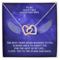 Hot Capricorn Wife Interlocked Hearts Necklace With Personal Message Card And Jewelry Box. Interlocking Hearts Necklace