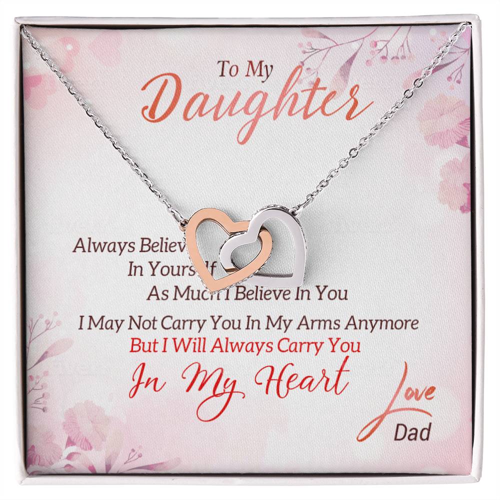 I May Not Carry You In My Arms Anymore But I Will Always Carry You In My Heart Necklace With Message Card Interlocking Hearts Necklace