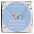 To My Little Sister Side By Side Interlocking Hearts Necklace