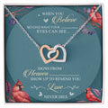 When You Believe Beyond What Your Eyes Interlocking Hearts Necklace Message Card