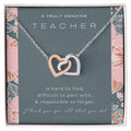 Teacher Gift Gift For Teacher Necklace A Truly Amazing Teacher Appreciation Gift Interlocking Hearts Necklace